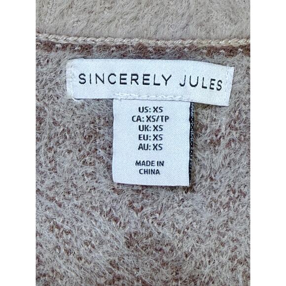 Sincerely Jules Harlequin Sweater Vest XS Tan Brown Preppy Layer Cozy Academia - Picture 5 of 6
